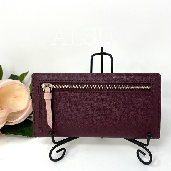 Kate♠️Spade Cameron Slip Bifolder Wallet R/Maroon - Picture 2 of 6